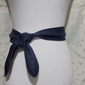 Calvin Klein Navy Blue Women's Waist Leather Tie Belt
